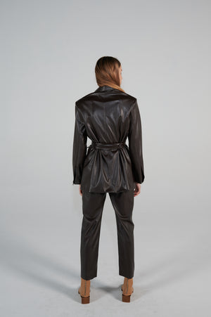 Le SLAP | Brown eco leather jacket with belt