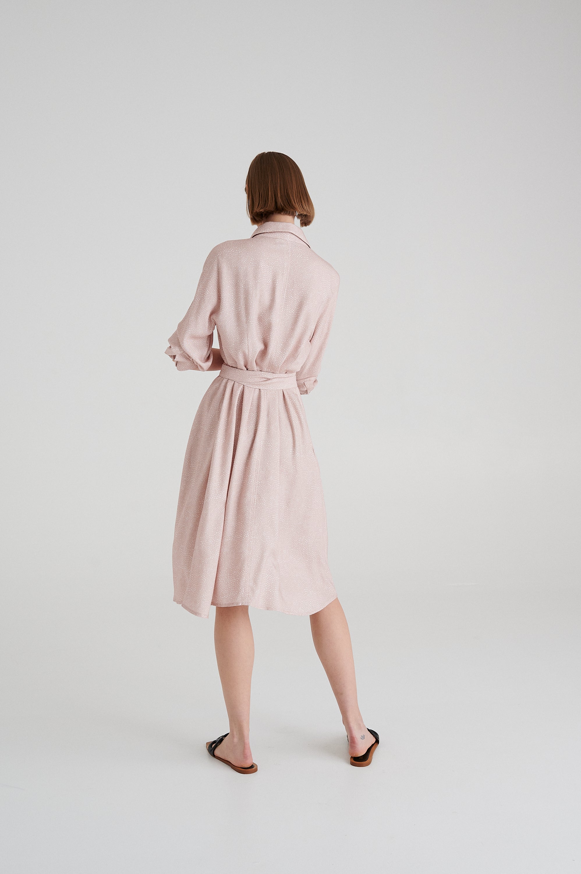 MADRESS | BABY PINK PRINTED SHIRT DRESS