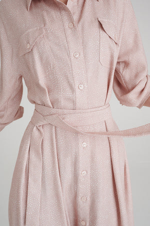 MADRESS | BABY PINK PRINTED SHIRT DRESS
