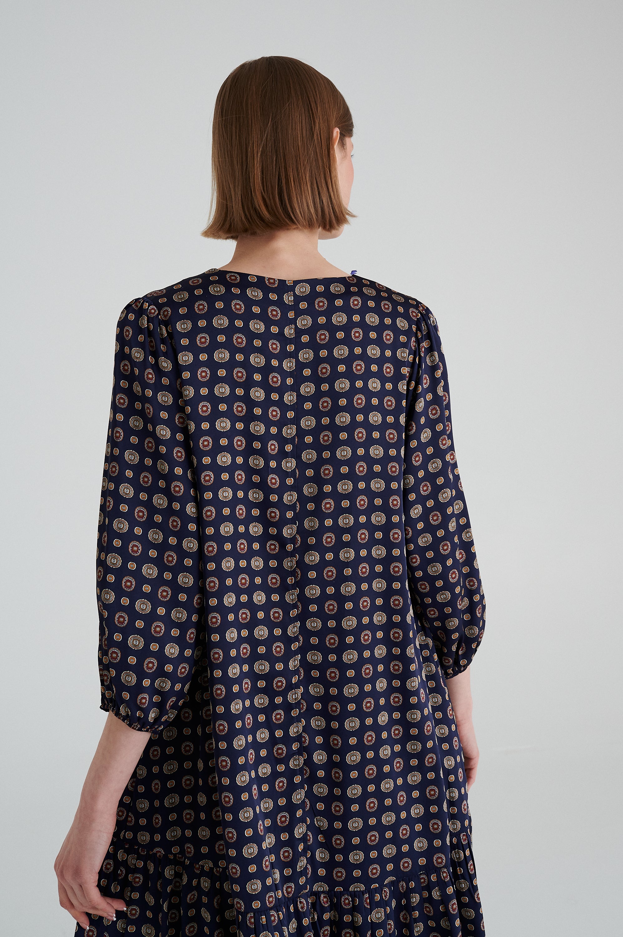 MADRESS | DARK BLUE SHORT PRINTED DRESS
