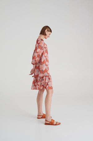 MADRESS | CORAL SHORT PRINTED DRESS