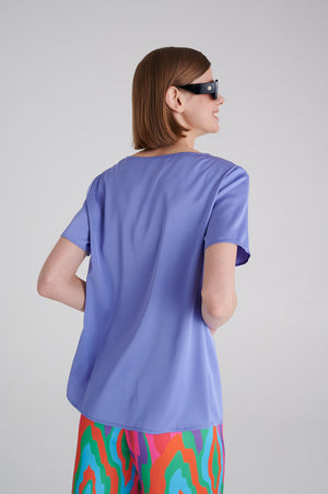 MADRESS | CORNFLOWER SHORT SLEEVE BLOUSE